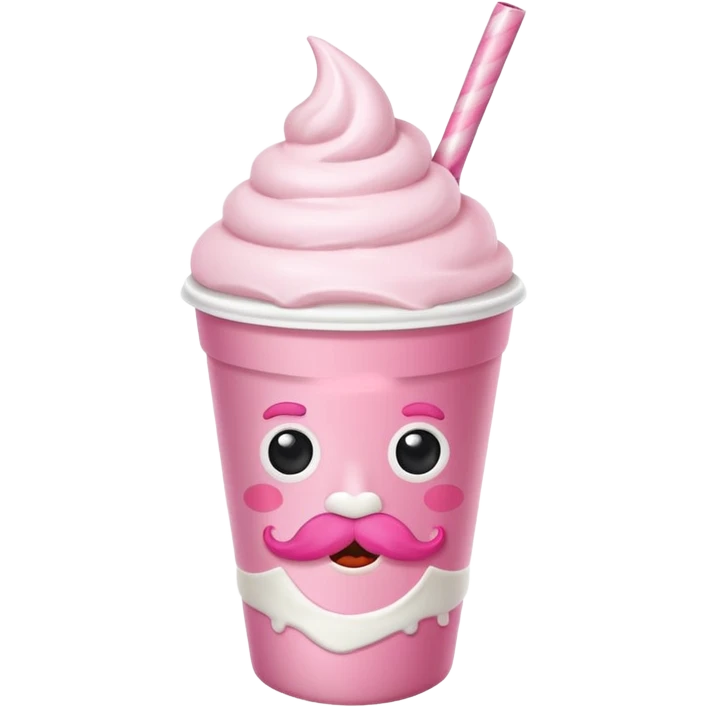 strawberry milkshake in a paper cup with mustache emoji
