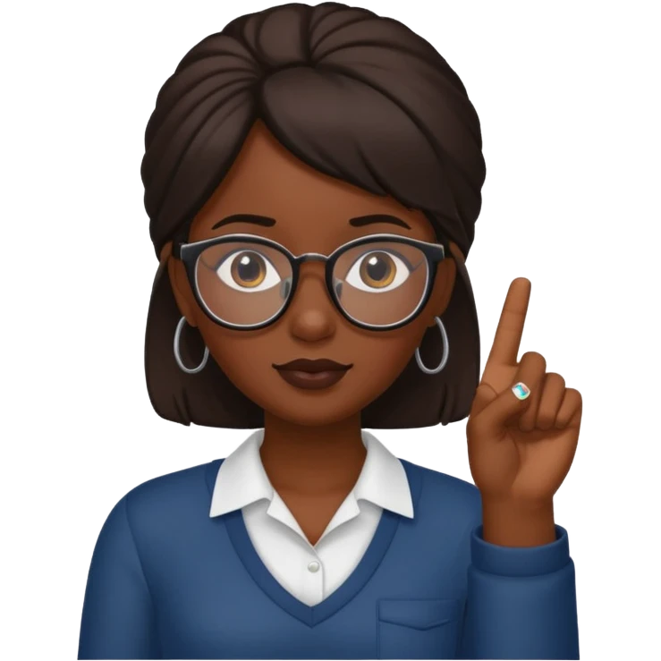 dark skinned girl with glasses with middle finger emoji