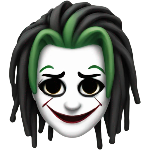 Joker dc female, white face, black dreadlocks emoji