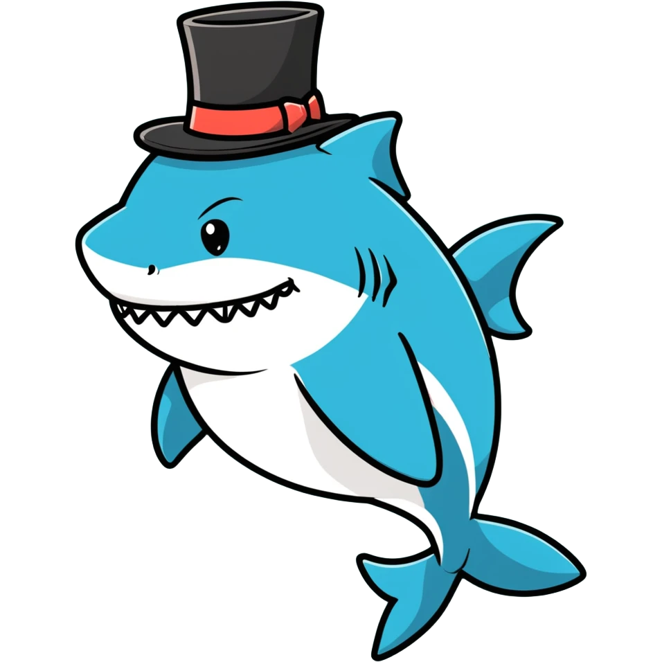 Shark with a top hat emoji