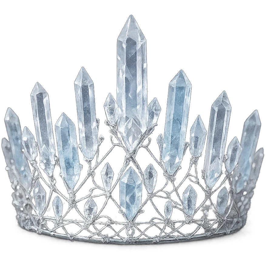 a crystal crown crafted from clear and pale blue gems, highlighted with silver threads and a gentle moonlit shine emoji