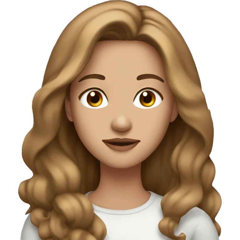 Beautiful woman, straight long light brown hair, brown eyes, christmas emoji