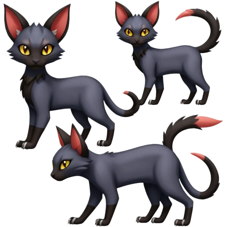Black edgy Noivern-Bastet-Purloin-Torracat-Lykoi-Caracal-cat-Fakemon-fusion-hybrid-creature emoji