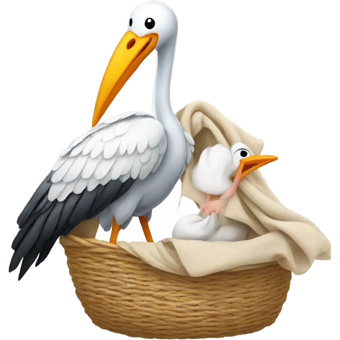 Stork with a baby emoji