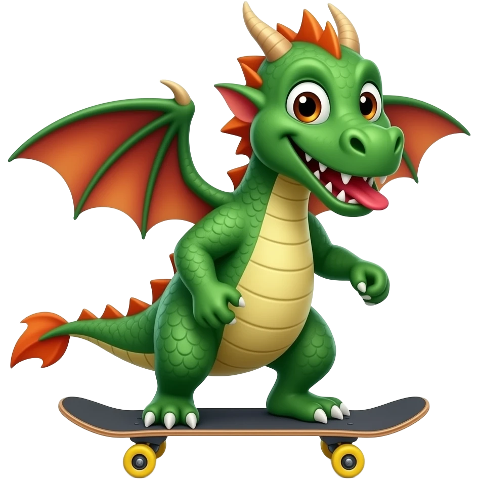 Dragón con patineta emoji