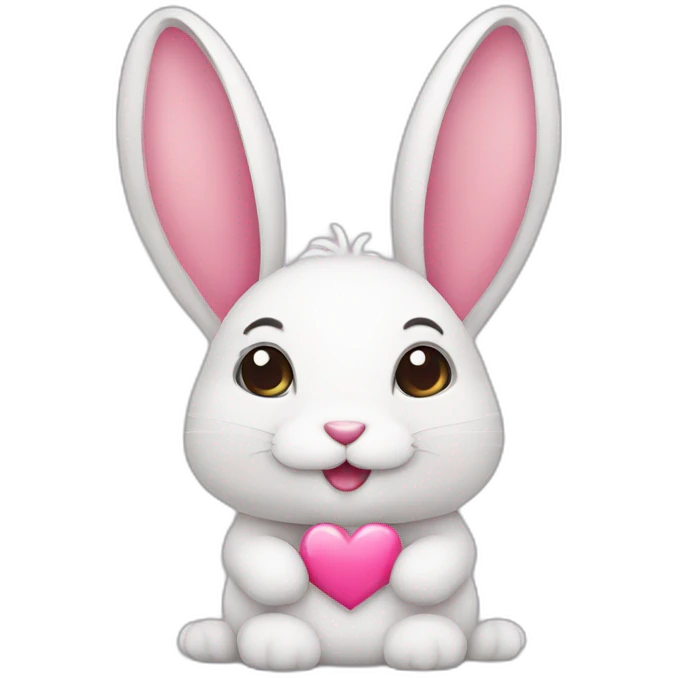 Cute rabbit with pink heart emoji