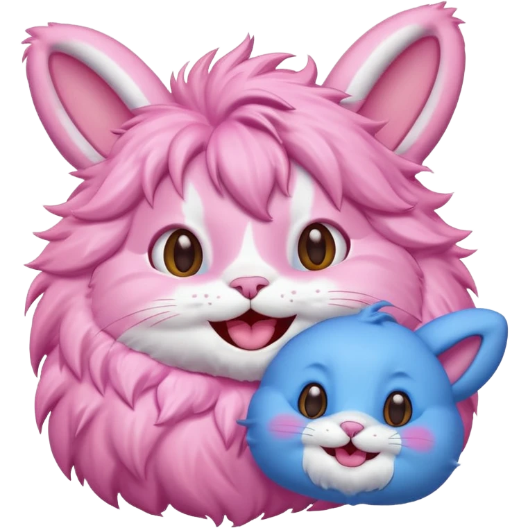 pink cat and blue bunny laughing emoji