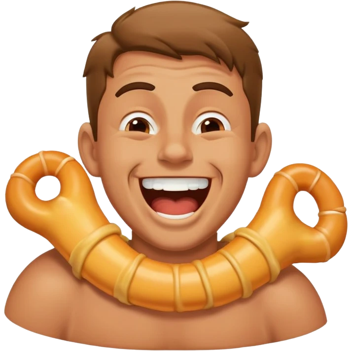 Guy laughing while choking himself  emoji