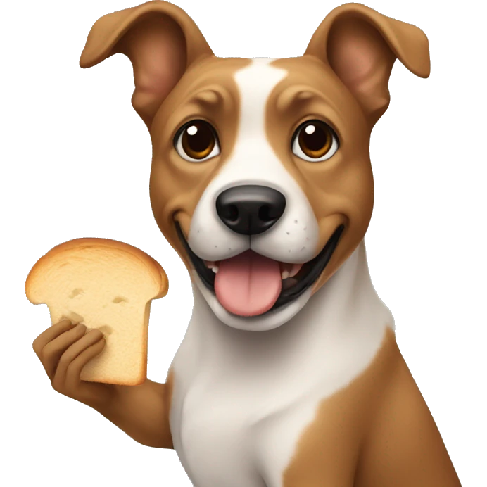 A dog in Paris eating bread emoji
