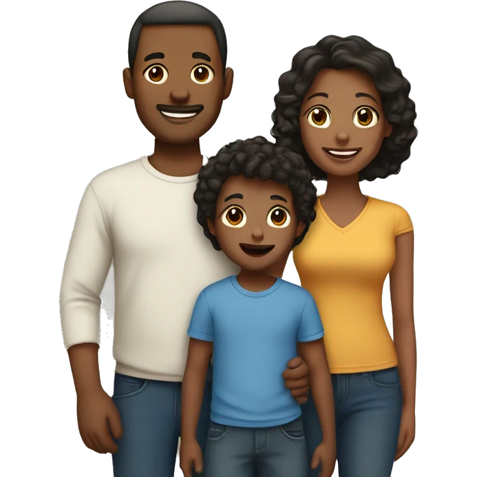 Interracial family 2 parents, 2 sons and 1 daughter emoji