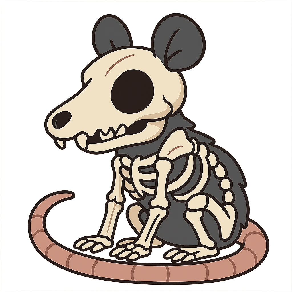 cute cartoon skeleton possum emoji