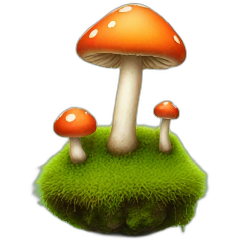 tiny mushrooms on moss emoji
