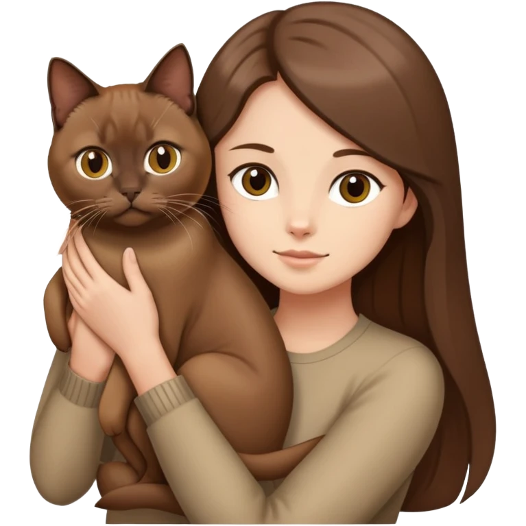 Person with long hair with brown Burmese cat emoji