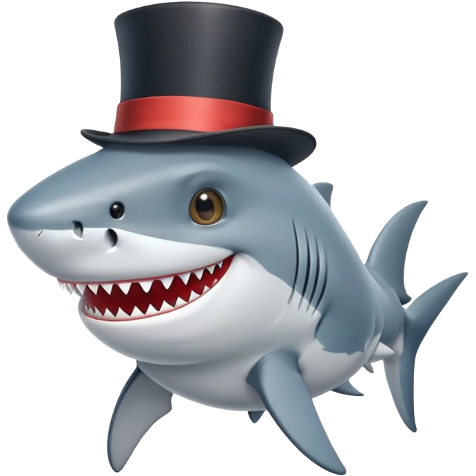 Shark with a top hat emoji