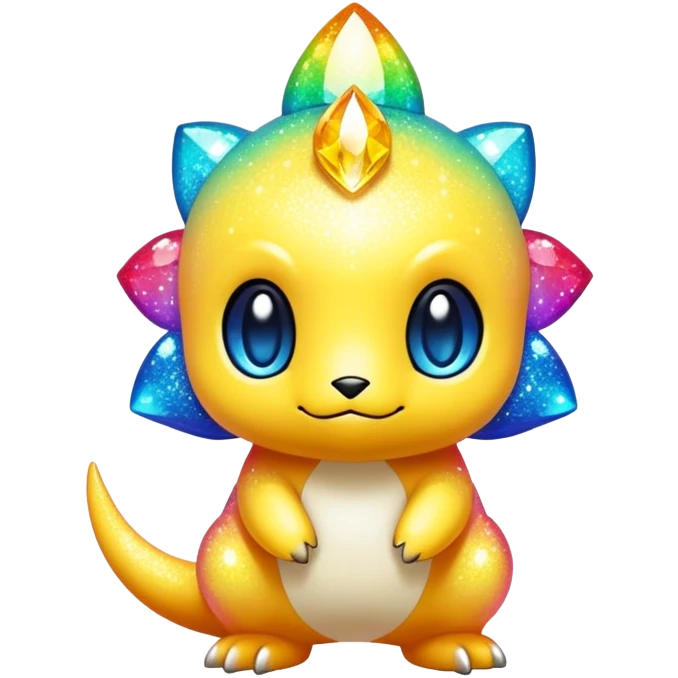 Randomly-colored sparkly colorful chibi Fakémon-creature emoji