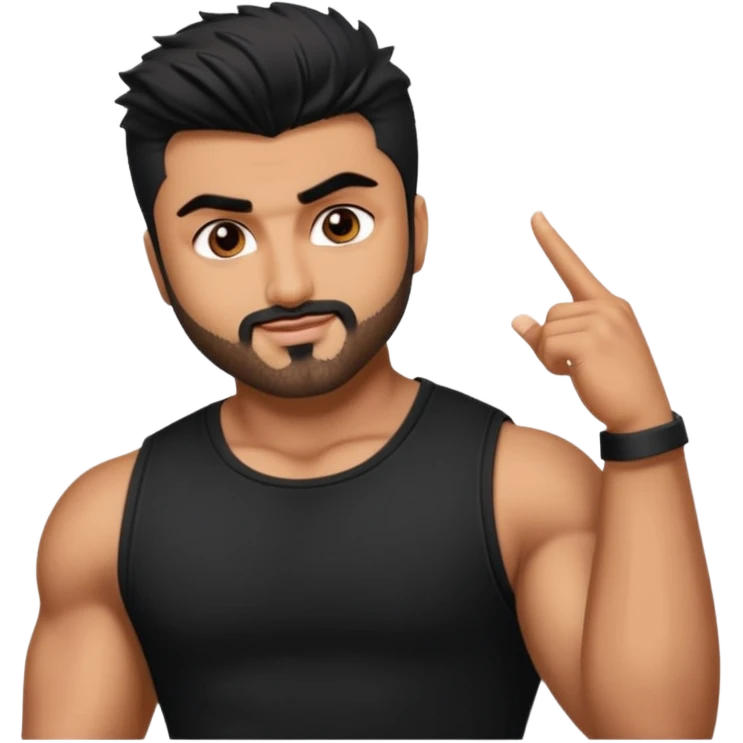 ipretty bratz emoji of arjun kapoor wearing a black tee, muscular emoji