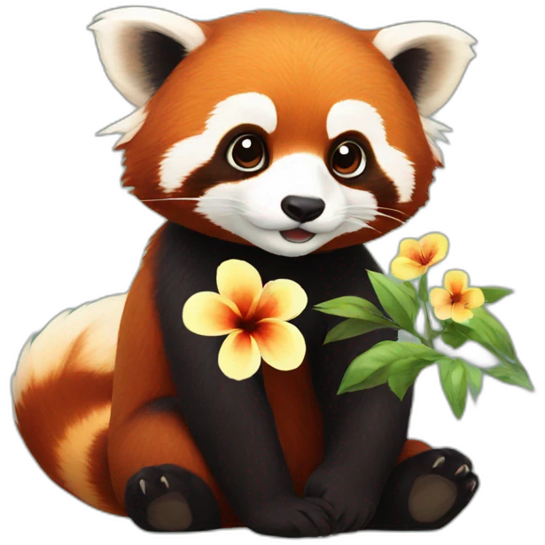 red panda with a flower emoji