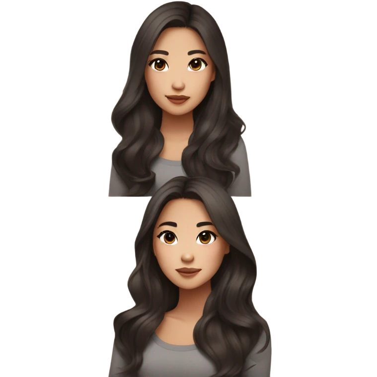 beautiful wasian girl with smokey eyeliner + blush + long blowout brown hair + brown doe eyes + huge lips emoji
