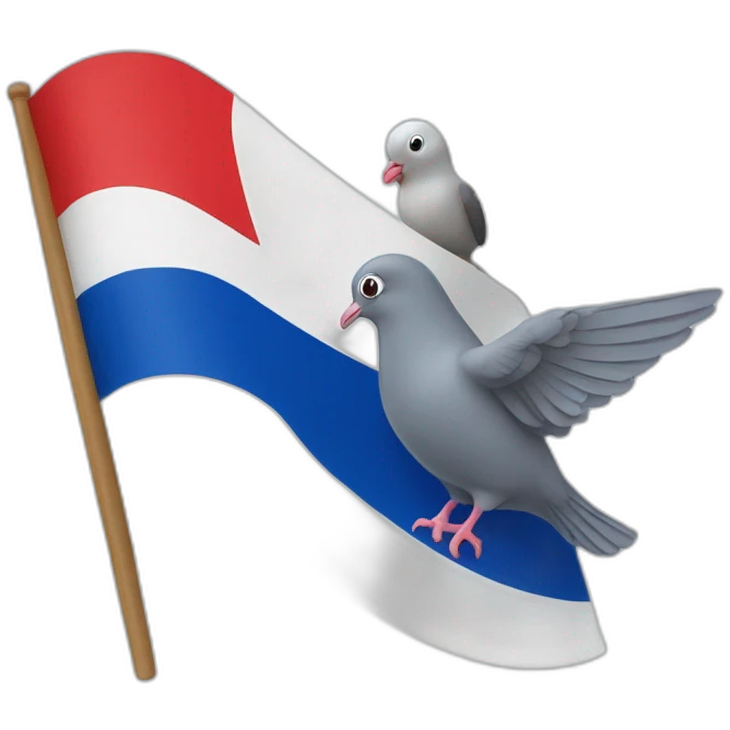 Un drapeau français avec un pigeon emoji