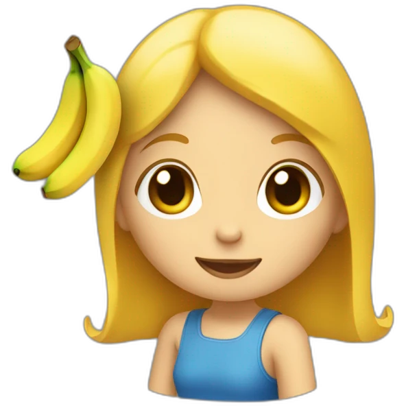 Une fille chatin avec une banane emoji
