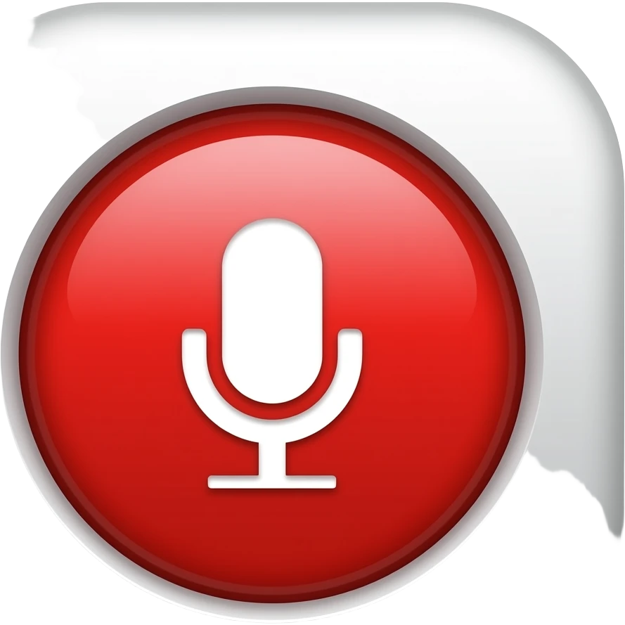 apple style recording icon with red big button and mic icon on it emoji