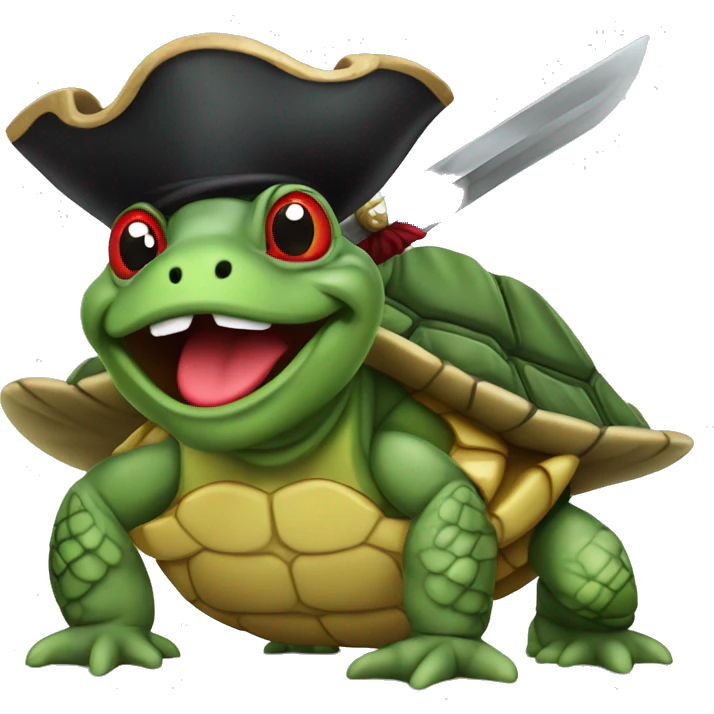 Pirate red eared slider with sword in the mouth emoji
