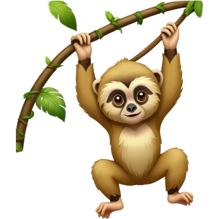 adorable lar gibbon, disney-style, swinging through the jungle emoji