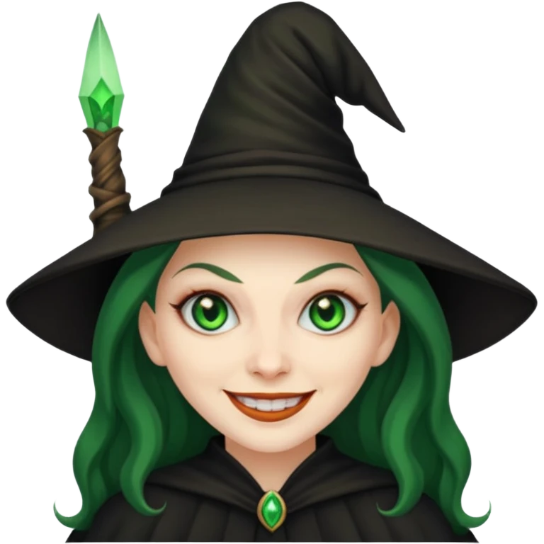 Creat an emoji of an evil Witch with Green eyes emoji
