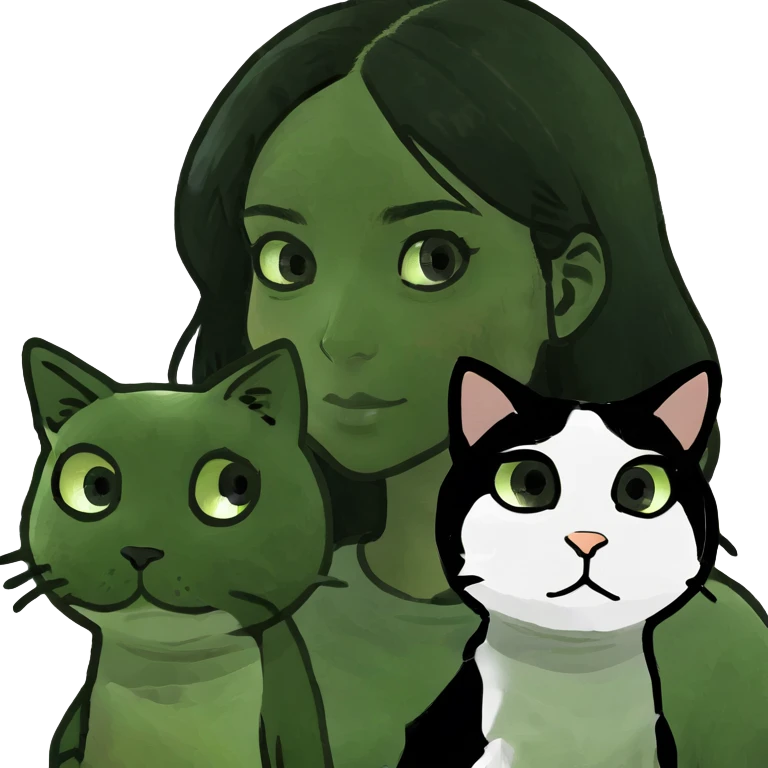 beautiful girl with balck hair and her calico cat emoji