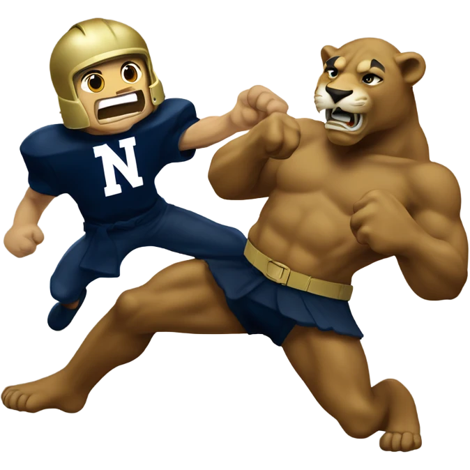 Notre dame Irish leprauchan fighting nittany lion emoji