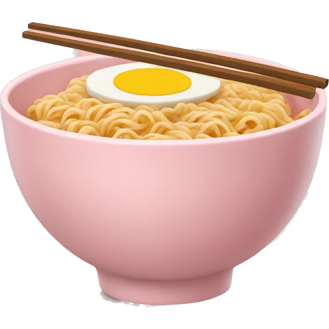 ramen in a light pink bowl  emoji