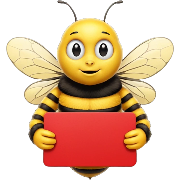 using this image, make the bee hold a red card like a referree emoji