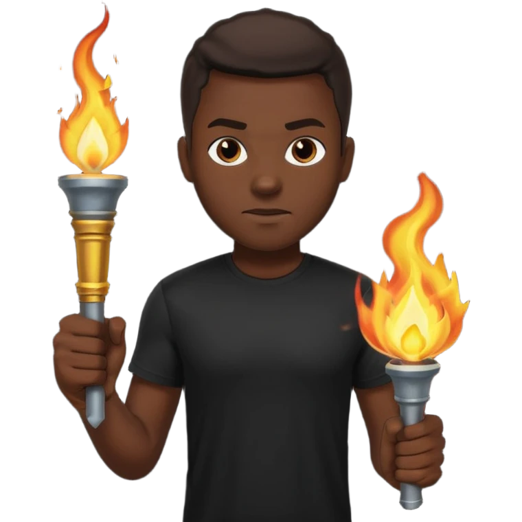black tshirt black man The torchbearer emoji