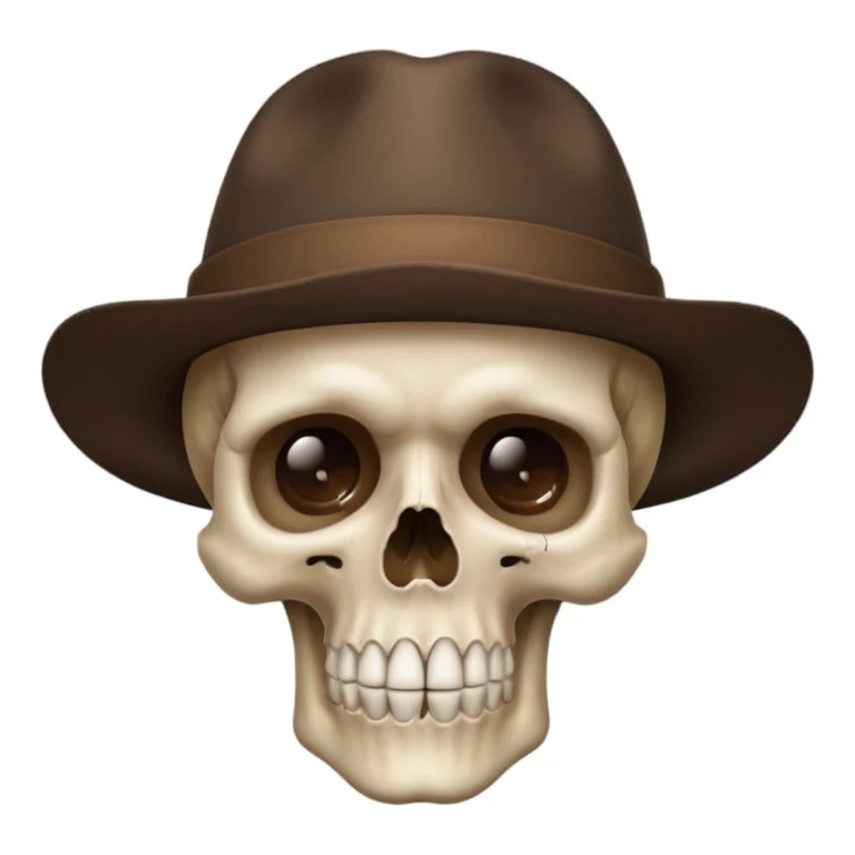 Skull wearing brown hat and hand sing to silence  emoji