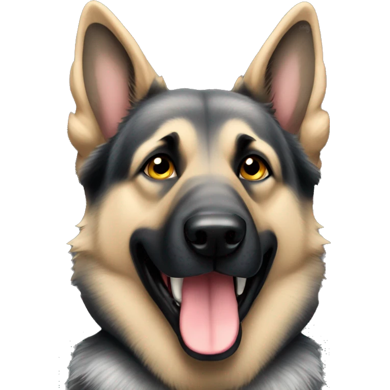 Grey German Shepherd with flexed ear  emoji