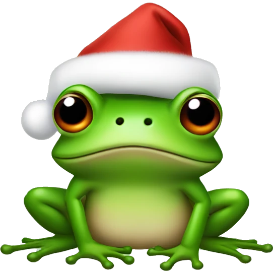 A frog with a christmas style santa hat emoji
