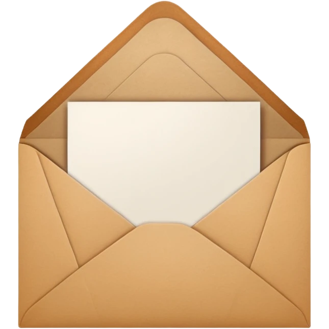 blank greeting card open with brown envelope next to it emoji