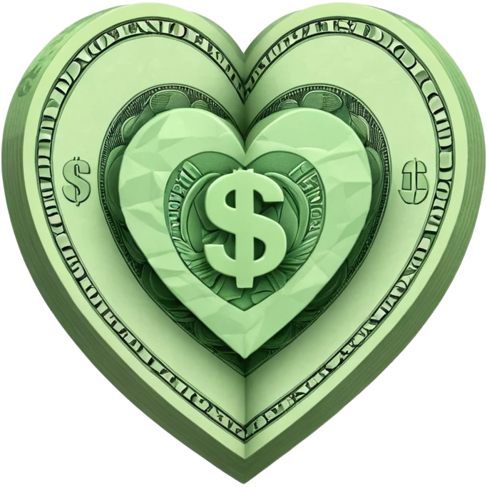 A heart of dollars emoji
