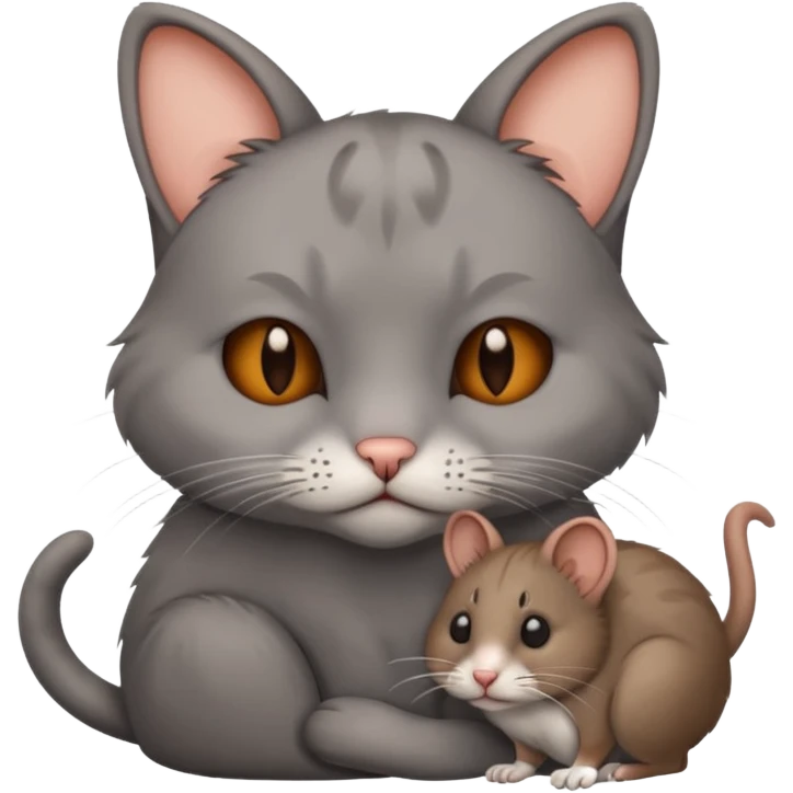 Sad cat holding rat emoji