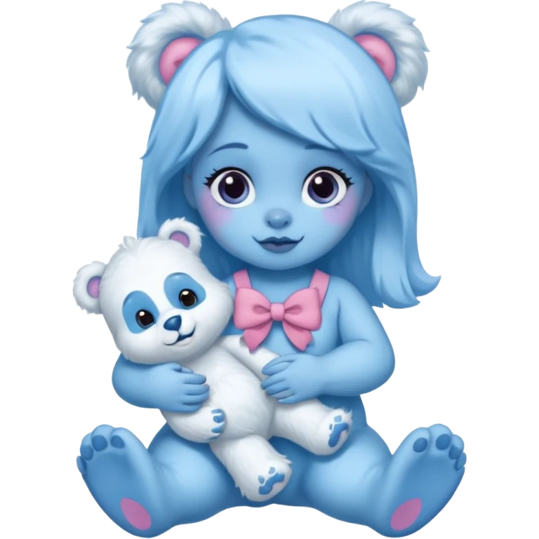 blue girl care bear yeti with bow emoji