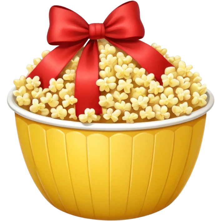 popcorn in bowl with bow emoji