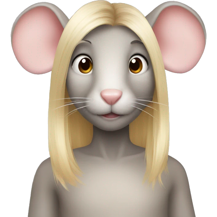 Rat and bunny hybrid with blond human hair emoji