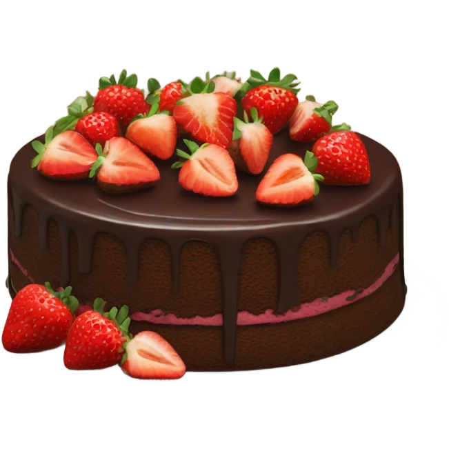 Chocolate cake with strawberries on top emoji