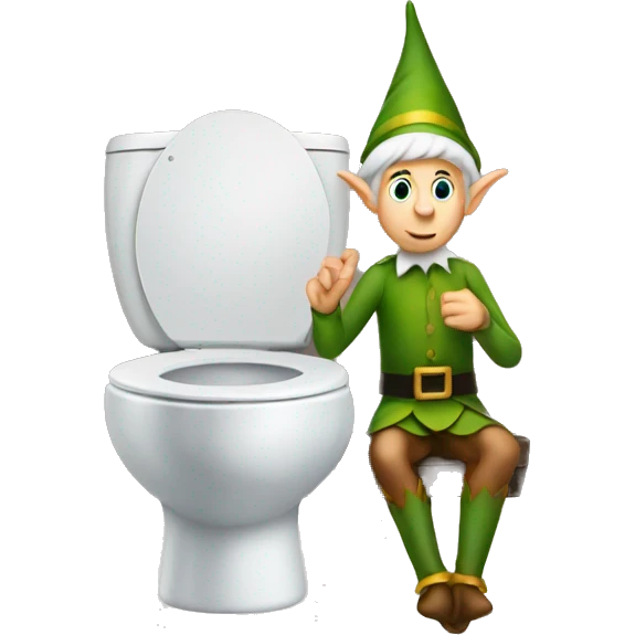 Elf sitting on the toilet emoji