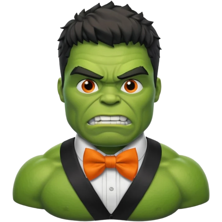 a Hulk with organe bow tie emoji