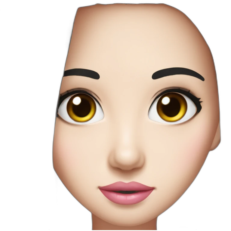 Beautiful woman,Black hair,long hair,White skin,oval face,big eyes,Blackeyes,Pink lips,Chinese emoji