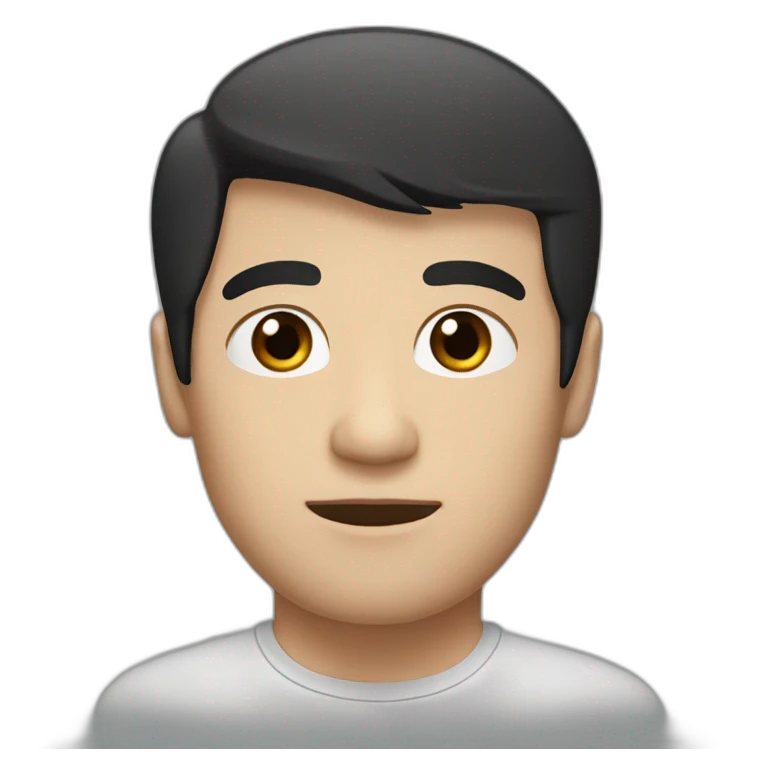 man, white skin, black hair, brown eye emoji