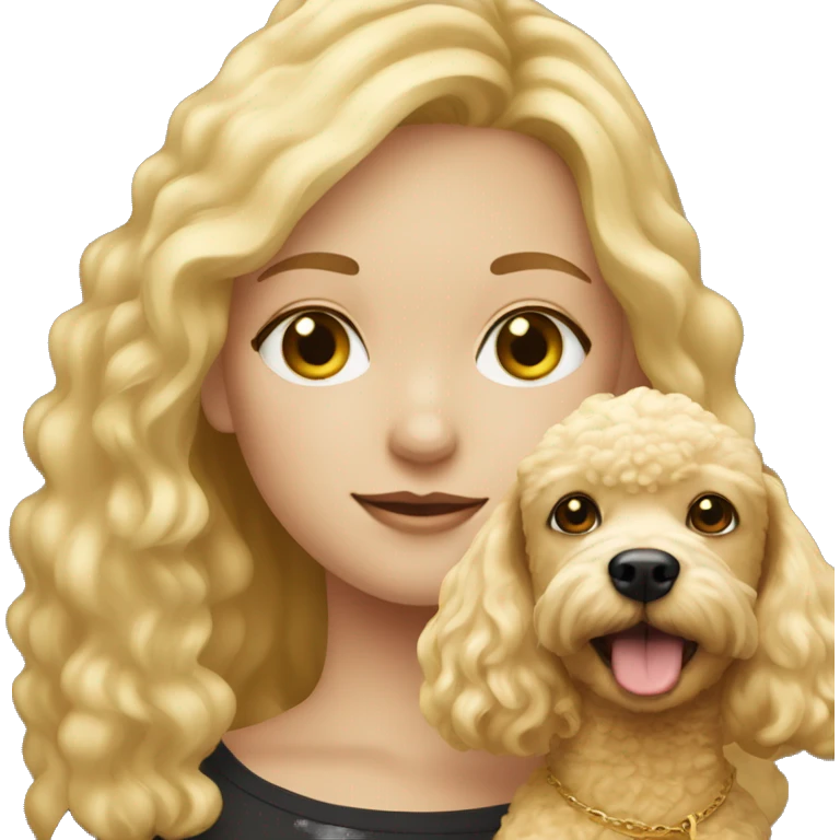 blonde girl and her golden poodle  emoji