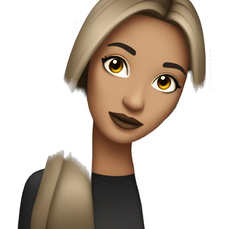 light brunette nightclub girl straight hair with bold lashes emoji