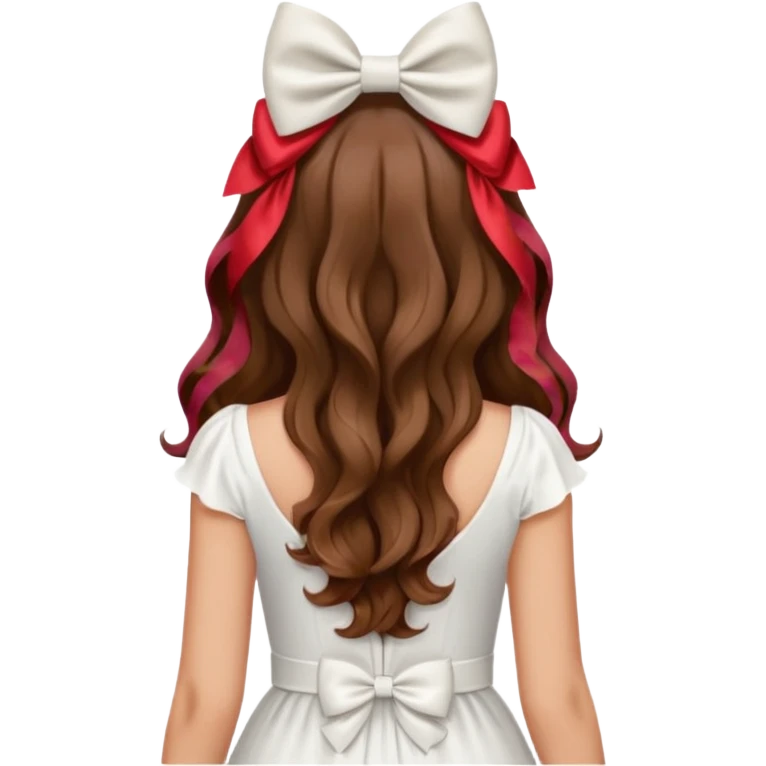 Emoji femme de dos cheveux ondulés brun avec noeud dans les cheveux  emoji